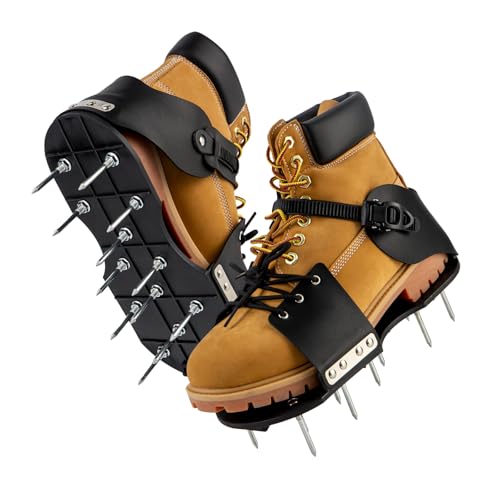 Lawn Aerator Shoes - 13 Pre-Installed 2-Inch Solid Metal Spikes, Aeration Shoes for Lawn, Lightweight Reinforced Nylon Sole, Lace-Up Design - color: Shoelace