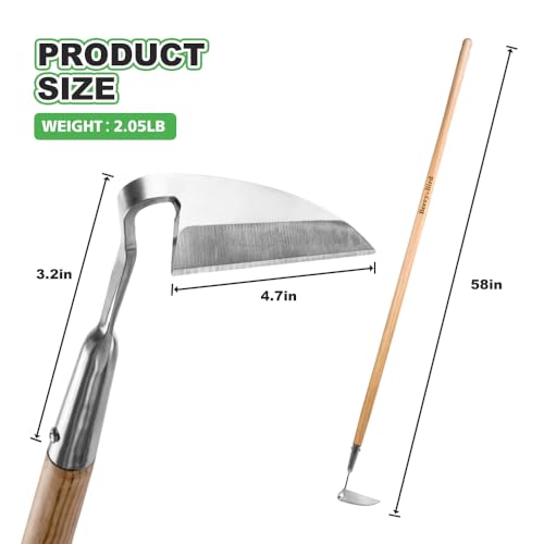 Weeding Sickle Hoe, 58'' Long Handle Weeding Tool Garden Hoe