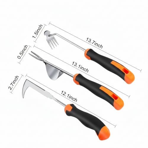 Weed Puller Tool, Portable Rubber-Handled Garden Tools, Four-Tined Weeding Tool, Uprooting Weeding Tools, Crevice Weeder, Yard Weed Tools and Weed Removal Tool (style3) - style: style3
