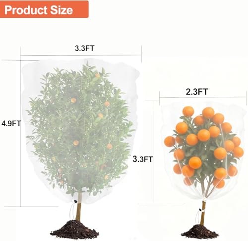 2PACK Garden Mesh Netting with Drawstring & Zipper - size: 2.3FTx 3.3FT+3.3FT x 4.9FT