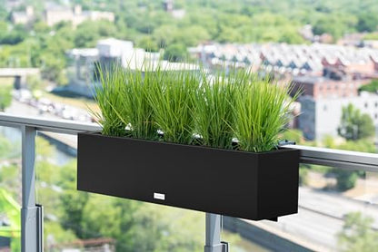 Veradek Block Series Railing Planter - Outdoor Window Box with Bracket - color: Black