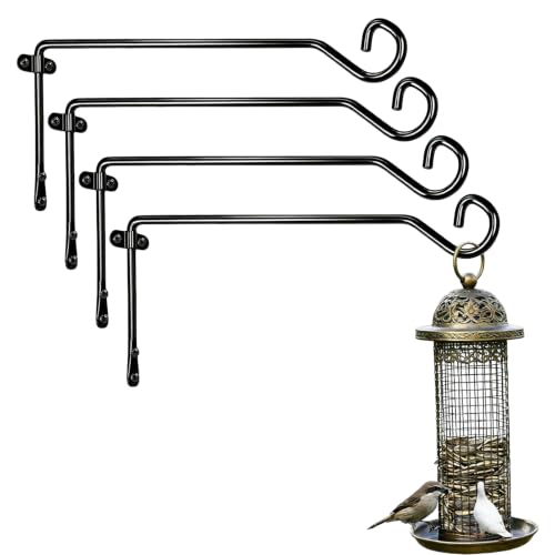13IN Plant Hangers Outdoor, Metal Wall Mount for Planters & Decor, 4 Pcs - color: Black, size: 13.3 INCH-Shaped Curved Hook