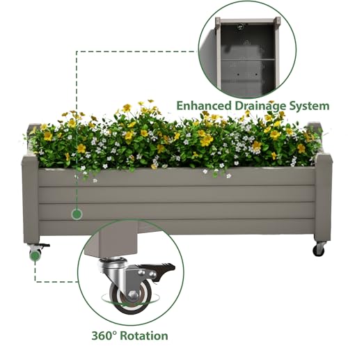 Fancyango Raised Garden Bed with Wheels 13.3" H -Gray - color: Gray, size: 13.3"H