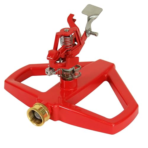 Chapin 4980: Platform Impact Sprinkler, 360 Degree Automatic With Base for Gardens and Lawns, Up to 85ft Coverage Area, Yards and Garden Watering, Red