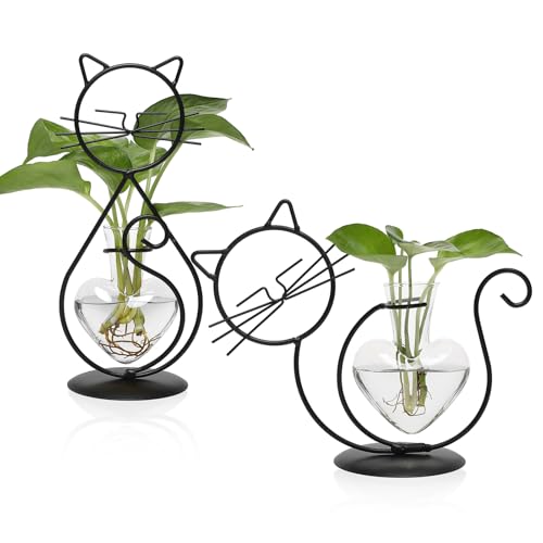 Plant Terrarium Propagation Station Gifts for Women Cat Lover - color: Transparent-09