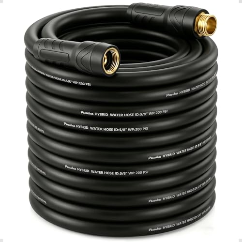 Garden Hose 100ft x 5/8", NON-EXPANDABLE Heavy Duty Premium Flexible Hose - color: Black, size: 100ft
