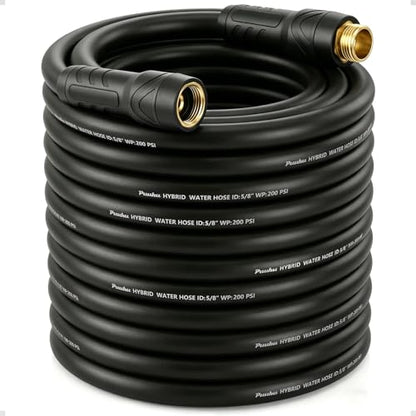 Garden Hose 100ft x 5/8", NON-EXPANDABLE Heavy Duty Premium Flexible Hose - color: Black, size: 100ft