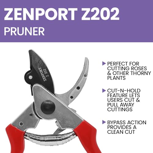 Zenport Z202 Heavy Duty Pruner, Cut-n-Hold, Red Handles, 8-Inch