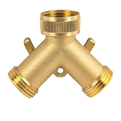 Hourleey Brass Garden Hose Splitter (2 Way), Solid Brass Hose Y Splitter 2 Valves with 2 Extra Rubber Washers (8 Pack) - size: 8 Pack - 2 Way