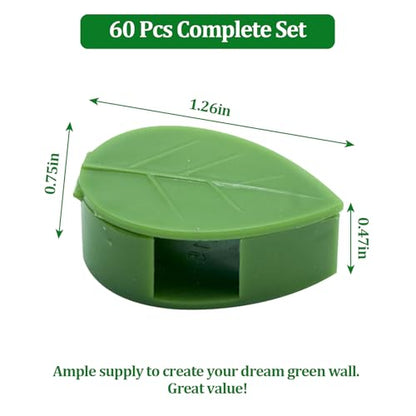 Plant Wall Clips for Climbing Vines Green Garden Stem Holder with Adhesive Climbing Wall Fixture Clips for Indoor Wall Decor, Office, Home (60 Packs) - size: 60 Pack