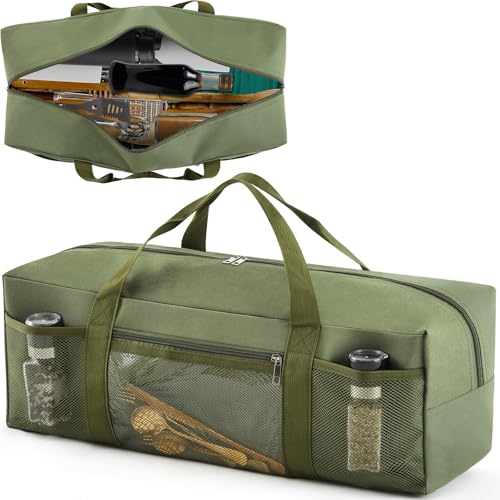 Amylove 24" Grill Tool Storage Bag, Waterproof BBQ Utensil Organizer, Green - color: Green