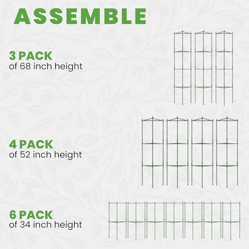3 Pack 68" Tomato Cages for Garden - Large Tomato Plant Support Trellis - size: 3 pack, 68 Inches