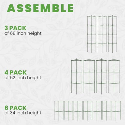 3 Pack 68" Tomato Cages for Garden - Large Tomato Plant Support Trellis - size: 3 pack, 68 Inches