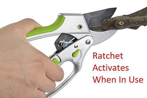 Garden Guru 2 in 1 Ratchet Pruning Shears Clippers – 4X Cutting Power – Ratcheting Garden Anvil Pruners Scissors - Ergonomic Grip - Makes Tough Cuts Easy - Great for Seniors & Arthritic Hands (2 Pack) - size: 2 Pack, style: 2 in 1 Ratchet