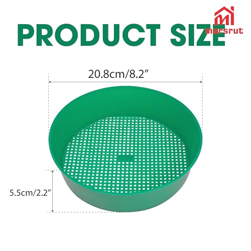 4pcs Sifter for Rocks, Sifting Pan, Fossil Soil Sieves Screen for Gardening, Fine Classifier Compost Strainer, Round Plastic Riddle Work Tray Small Set for Dirt Sand Mealworm Casting Gravel, Green