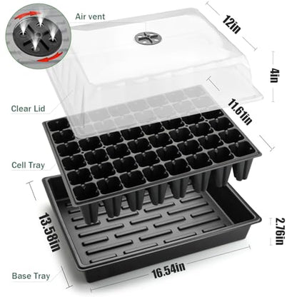RooTrimmer 5-Pack No-Drip Seed Starting Trays with 4" Humidity Dome - size: 5p Trays+Domes+48 Cells