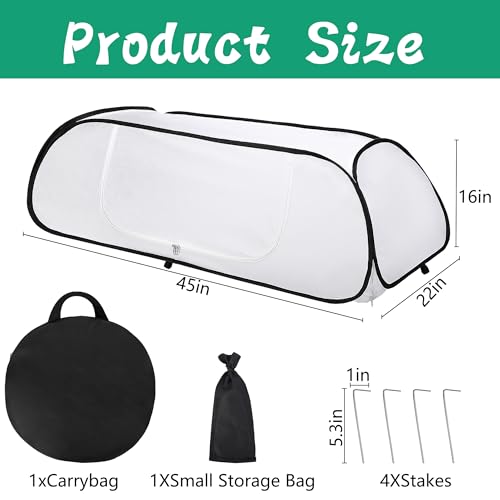 45" x 22" x 16" Pop Up Winter Garden Rows Plant Covers, Raised Garden Beds Vegetable Rows Cold-Proof Plant Protector, Freeze Protection Raised Bed Cover Accelerator for Snow Frost Protection - color: White-1Pc
