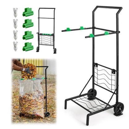 Foldable Leaf Bag Holder, 30-45 Gallon Mobile Trash Bag Stand