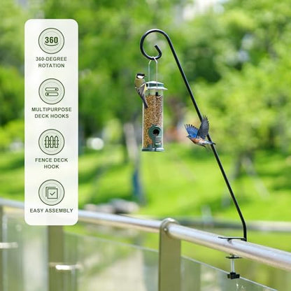 MIXXIDEA Heavy Duty Extensible Deck Hook - Adjustable for Hanging Bird Feeders, Plants, Suet Baskets, Wind Chimes, Lanterns - size: 28in Long Curled Hook-1 Pack