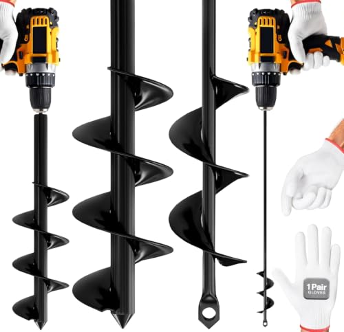2pk Auger Drill Bit for Planting 1.6" x 16" & 3.5" x 16" Set - size: 1.6 x 16 + 3.5 x 16 Inch