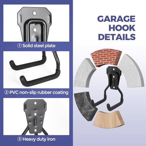 Slatwall Hooks Heavy Duty, 10-Pack Garage Hooks, Metal Wall Organizer for Hanging Ladder Bike Hose, Used in Kitchen, Garden, Garage, Tool Oragnization - color: Extra Heavy-Duty Black 10 pcs
