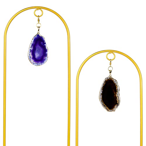 2PCS Small Gold Plant Trellis for Indoor Potted Climbing Plants with Agate - color: 02-Purple Black