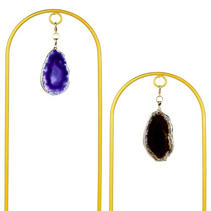 2PCS Small Gold Plant Trellis for Indoor Potted Climbing Plants with Agate - color: 02-Purple Black