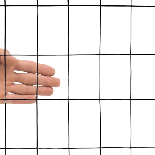 Black PVC Coated Welded Wire Mesh Garden Economy Fence 48 Inch x 25 Foot-3 Inch x 2 Inch 16GA - color: Black, size: 48"x25\'-3"x2" 16GA