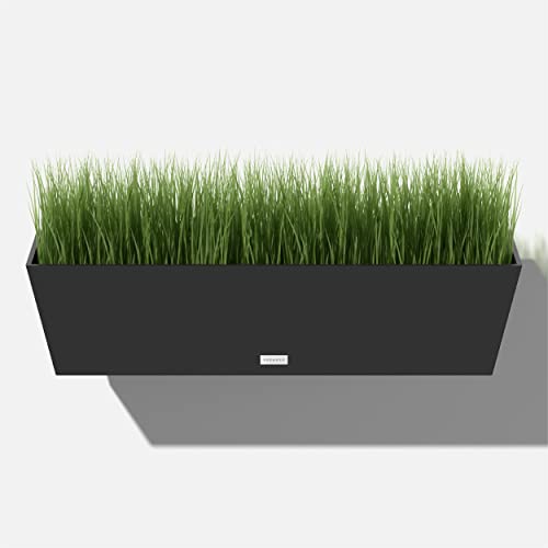 Veradek Pure Series Railing Planter - Tapered Window Box with Bracket - color: Black, size: 36 inch