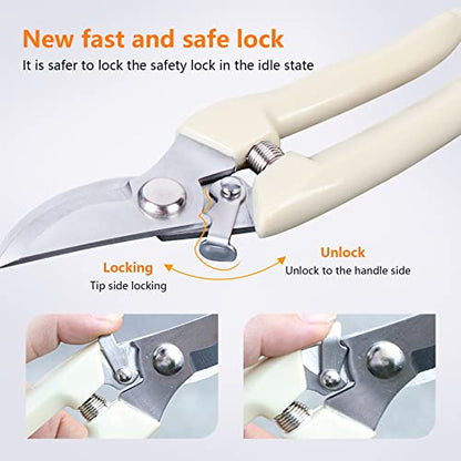 20 Pcs Garden Scissors for Plant, Tip Pruning Shears for Cutting Flowers, Trimming Plants, Bonsai and Fruits Picking (Bypass Blade Pruner) - style: 20 Pcs-White