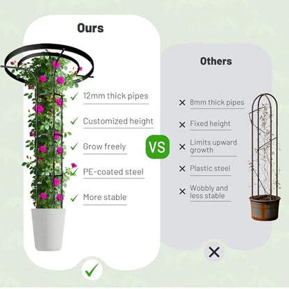 Umbrella Top Garden Trellis for Climbing Plants Outdoor, 6.9FT Tall Obelisk - color: Extra Tall - 82.7" Height