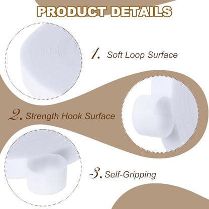 PATIKIL 0.6" x33FT Hook and Loop Tape Double-Sided Nylon Strips White - color: White, size: 0.6"x33FT