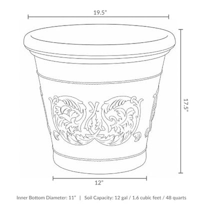 Sunnydaze Arabella 19.5'' Plastic Planter Pot for Plants, Sable - color: Sable, size: 19.5 in