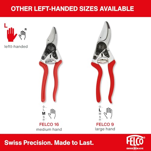 Felco F5 Pruning Shears – 8.9" All Steel Large Swiss-Made Garden Clippers| Hand Pruners for Garden & Landscape | Garden Tool Cutter with Precision Bypass Blade, Forged Aluminum Body, Replaceable Parts - size: F5 Large Steel