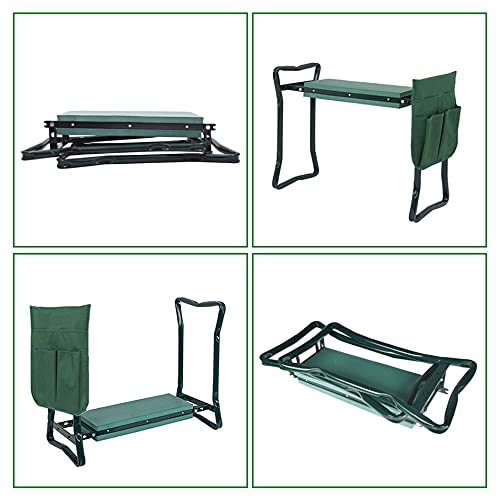 Garden Kneeler, Folding Stool, Portable Garden Bench EVA Foam Pad with Tool Bag Pouch