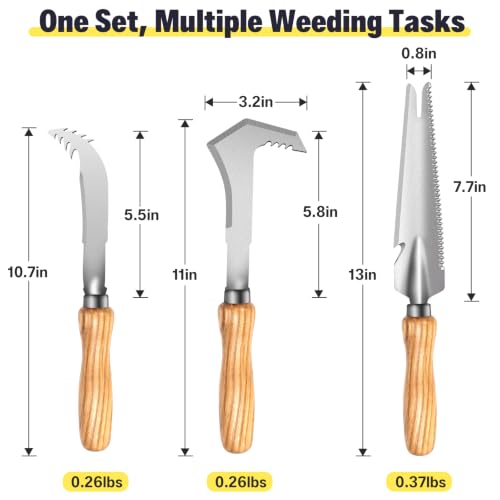3 Pack Garden Weeding Tool Set, Crack & Crevice Weeder