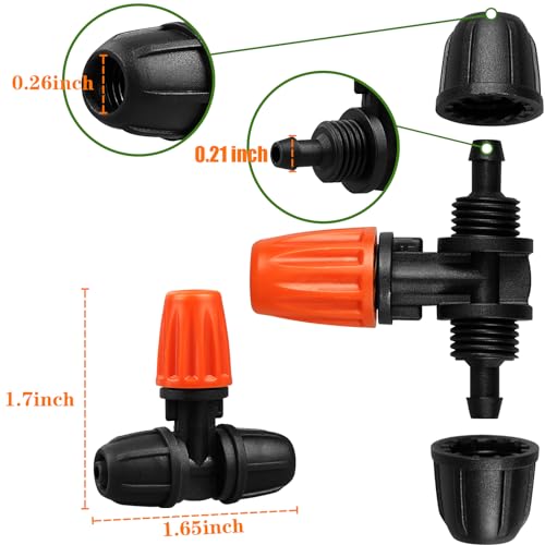 JAYEE Micro Spray Irrigation Drippers, 25 Pcs Three-Way Atomizing Nozzle Drip Irrigation Fitting for 1/4 Inch Tubing, Lock Barbed Drip Line Parts Emitters for Patio Garden Greenhouse Sprinkler System - size: 25P-Lock Nozzle
