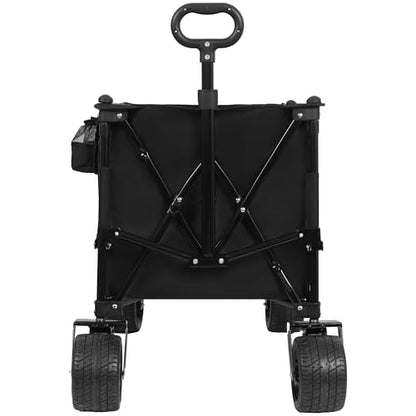 GDFStudio Foldable Wagon Cart with Extended Tailgate, Extra Long Extender Cart, Utility Cart for Camping Beach Sports Garden, All-Terrain Beach Wheels, 480 lbs Capacity, Black+Gray - color: Black+gray With Tailgate