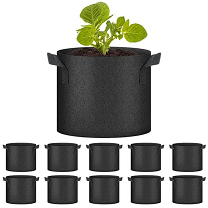 HealSmart Plant Grow Bags 7 Gallon, Tomoato Planter Pots 10-Pack with Handles, Aeration Nonwoven Fabric, Heavy Duty Gardening Planter for Vegetable, Herbs and Flowers, Black - color: Black, 10 Pack, size: 7 Gallon