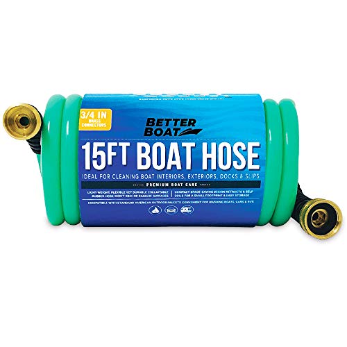 15FT Coiled Boat Hose, Expandable Coil Water Hose, Marine Grade 3/4 Inch - style: 15 FT