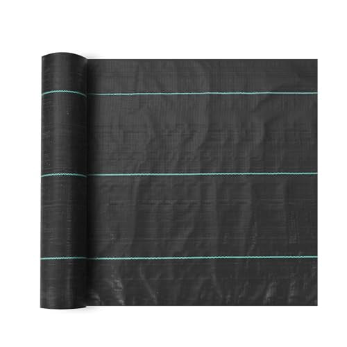 VEVOR Weed Barrier Landscape Fabric, 3x300 FT Heavy Duty Garden Weed Fabric, 3.2Oz Woven Weed Control Fabric, Weed Blocker Mat, Easy Setup, Durable PP Gardening Fabric for Driveway Ground Cover, Black - size: 3FT*300FT-3.2OZ