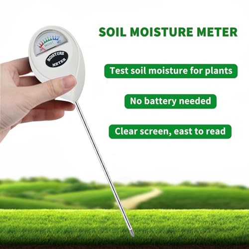 Soil Moisture Meter, Plant Water Meter Soil Meter Moisture Sensor Hygrometer for Indoor Outdoor Plant Care,No Battery Needed(White) - color: White