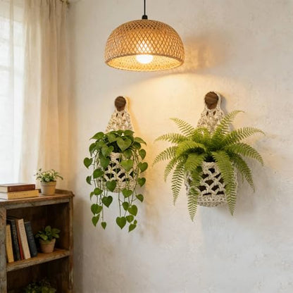 Macrame Plant Hanger Set of 2, Boho Wall Hanging Planter for up to 4" Pots - color: 2 Pcs White, size: 4 Inch