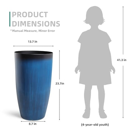 Autodaya 24" Large Tall Outdoor Planters Set of 2, Faux Ceramic Flower Pots - color: 24"h-gradient Cobalt Blue