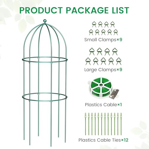 SUNYRISY 3 Pack Metal Plant Support Cage for Tomato Peony Cucumber - size: 31.5 x 15.7 in