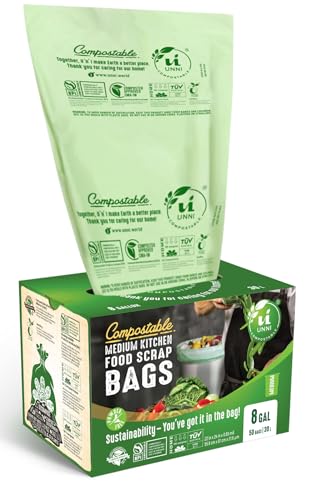 UNNI 8 Gallon Compostable Bags, 100 Count, 30 Liter, Extra Thick 0.85 Mil - size: 100 Count (Pack of 1), style: 8 Gallon