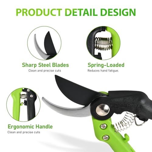 YARDSMITH Garden Pruning Shears 2 Pack, 7.68" Bypass Pruning and Straight, Premium Plant Shears, Garden Clippers Hand Tools for Cutting Flowers, Trimming Plants, Picking Fruits