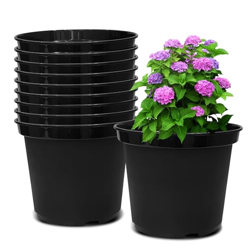 RooTrimmer 3 Gallon Plastic Nursery Pots, 10 Inch Round Plant Pots with Drainage Holes, 10 Pack Planting Pot for Outdoor Indoor Plants, Gardening Gifts for Women, Black - size: 3Gallon-10P-Black