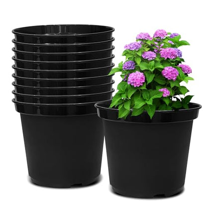 RooTrimmer 3 Gallon Plastic Nursery Pots, 10 Inch Round Plant Pots with Drainage Holes, 10 Pack Planting Pot for Outdoor Indoor Plants, Gardening Gifts for Women, Black - size: 3Gallon-10P-Black