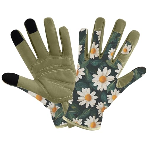Gardening Gloves for Women, Touchscreen Printed Thorn-Proof - color: Army Green 1, size: Medium
